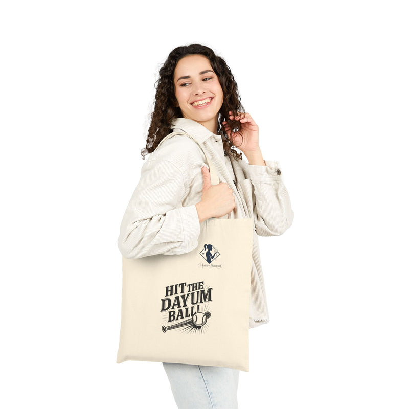 Hit the Dayum Ball Canvas Tote Bag - Fun Sports-Themed Shopping Bag